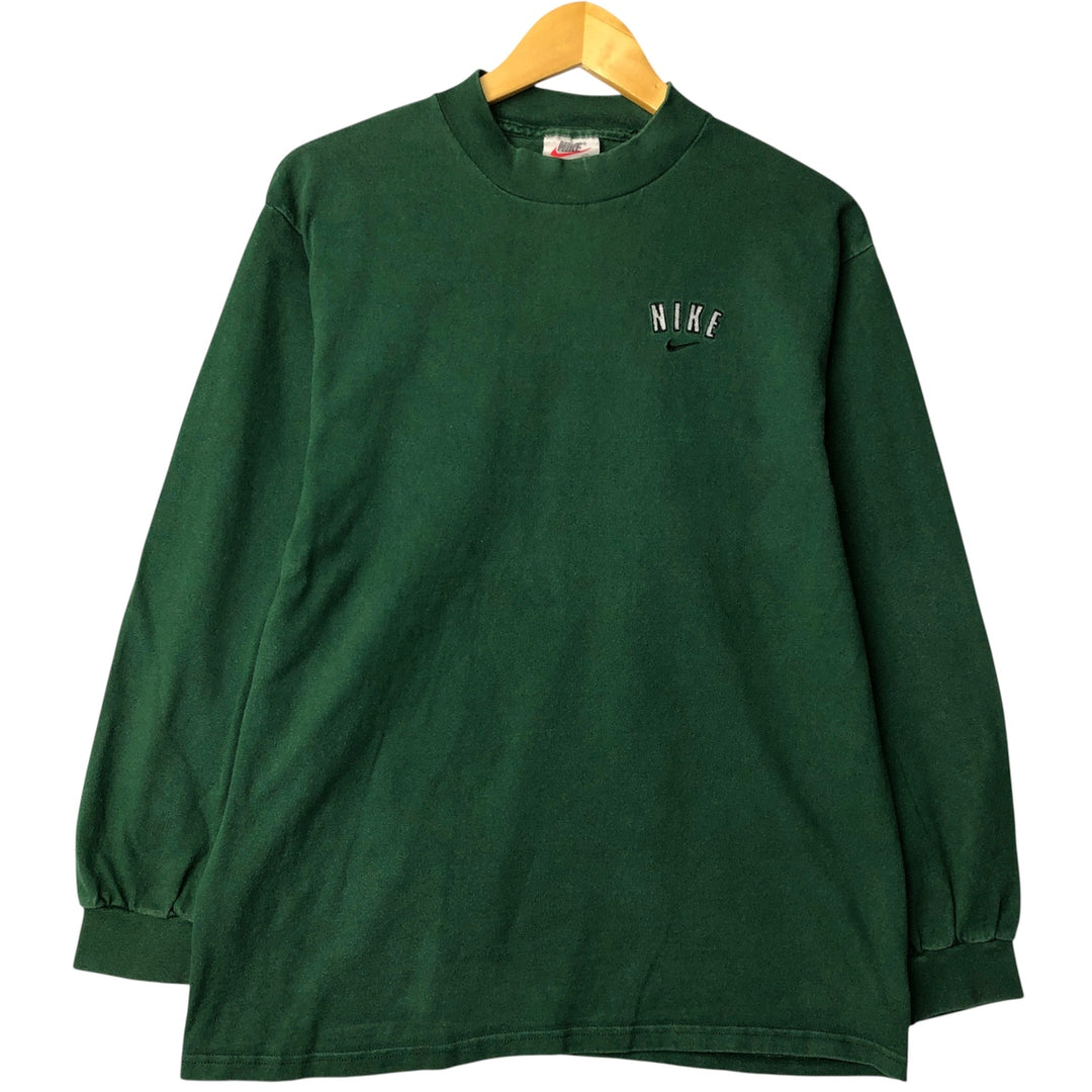 Vintage 90'S Nike mock neck long-sleeved T-shirt, Made in USA, Men's size M cotton Green type dark green Vintage Second Hand