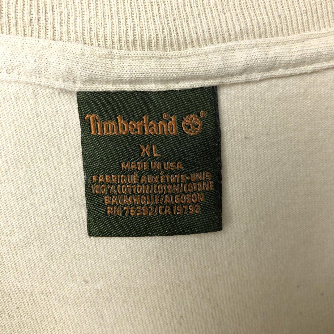 90s-00'S Timberland long-sleeved T-shirt, Made in USA, Men's XL cotton Beige type Vintage Second Hand