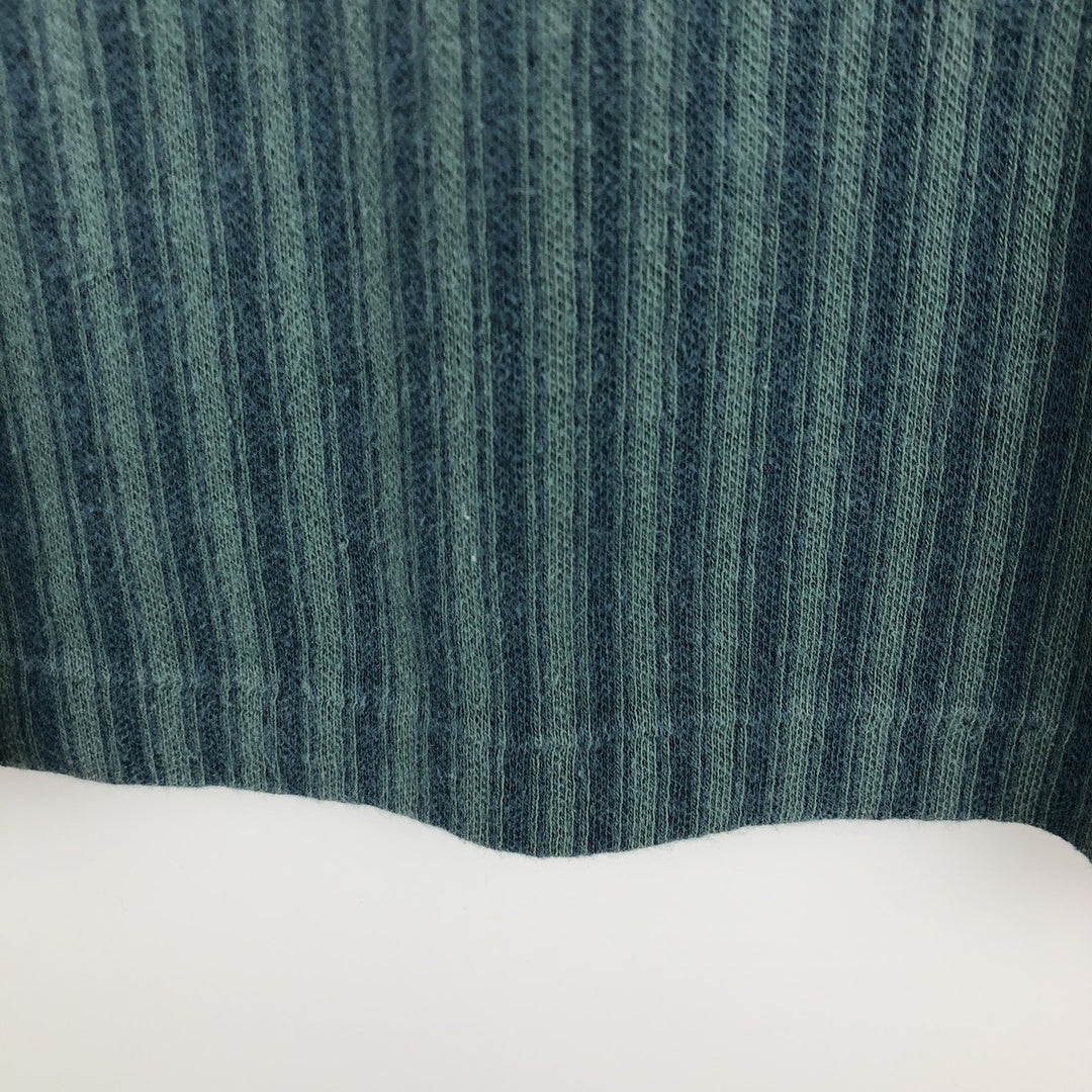 Vintage LL Bean Stripe Pattern Multi-Stripe Henley Neck Long Sleeve T-Shirt (Men's Size L) from the 1980'S to 1990s cotton green type Vintage Second Hand