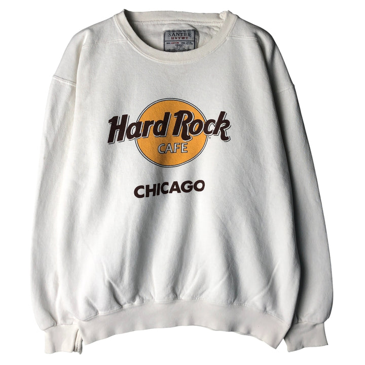 90'S SANTEE HVYWT Hard Rock Cafe Advertising Sweatshirt, Made in USA, Men's Size Medium, Vintage cotton white type Vintage Second Hand