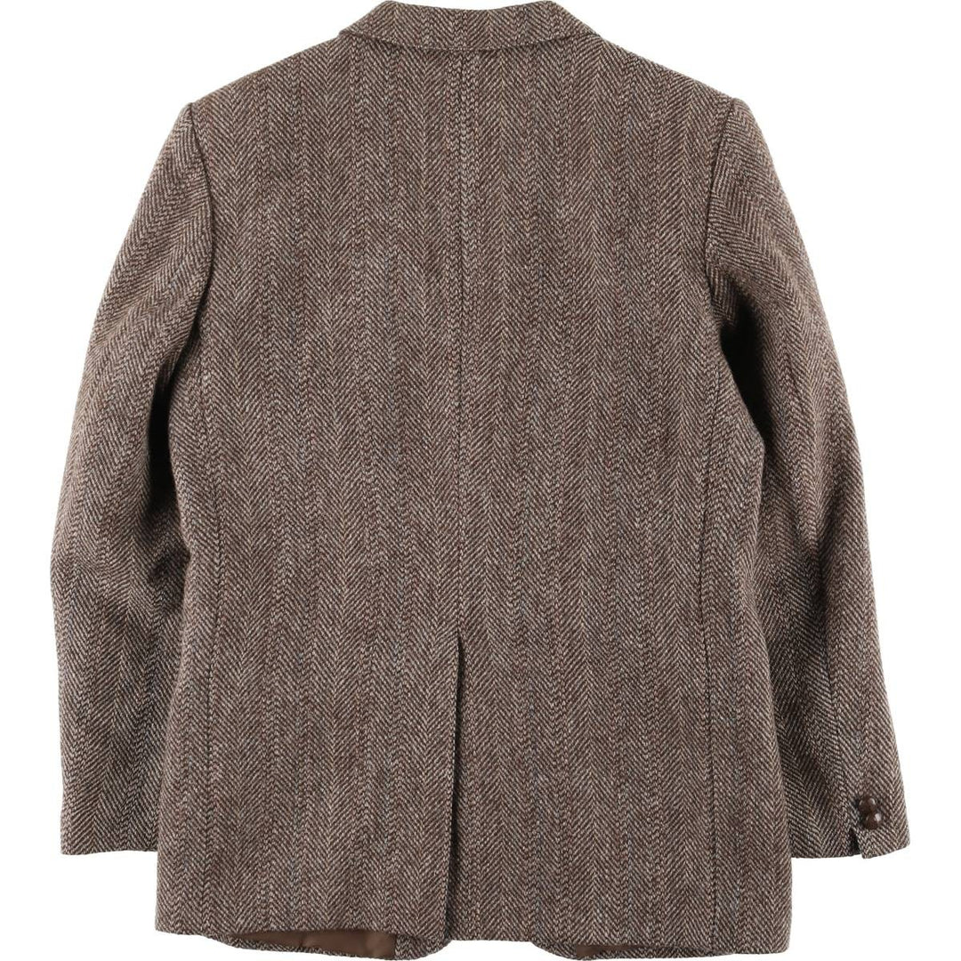 Vintage Harris Tweed Herringbone Wool Tailored Jacket from the 1980s-1990s, Men's Size Medium wool brown type Vintage Second Hand