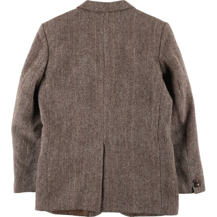 Vintage Harris Tweed Herringbone Wool Tailored Jacket from the 1980s-1990s, Men's Size Medium wool brown type Vintage Second Hand