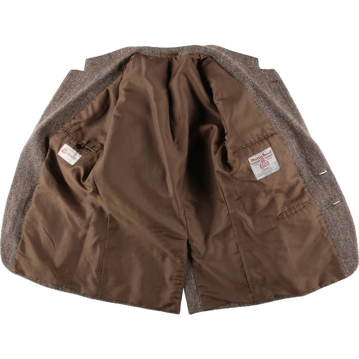 Vintage Harris Tweed Herringbone Wool Tailored Jacket from the 1980s-1990s, Men's Size Medium wool brown type Vintage Second Hand