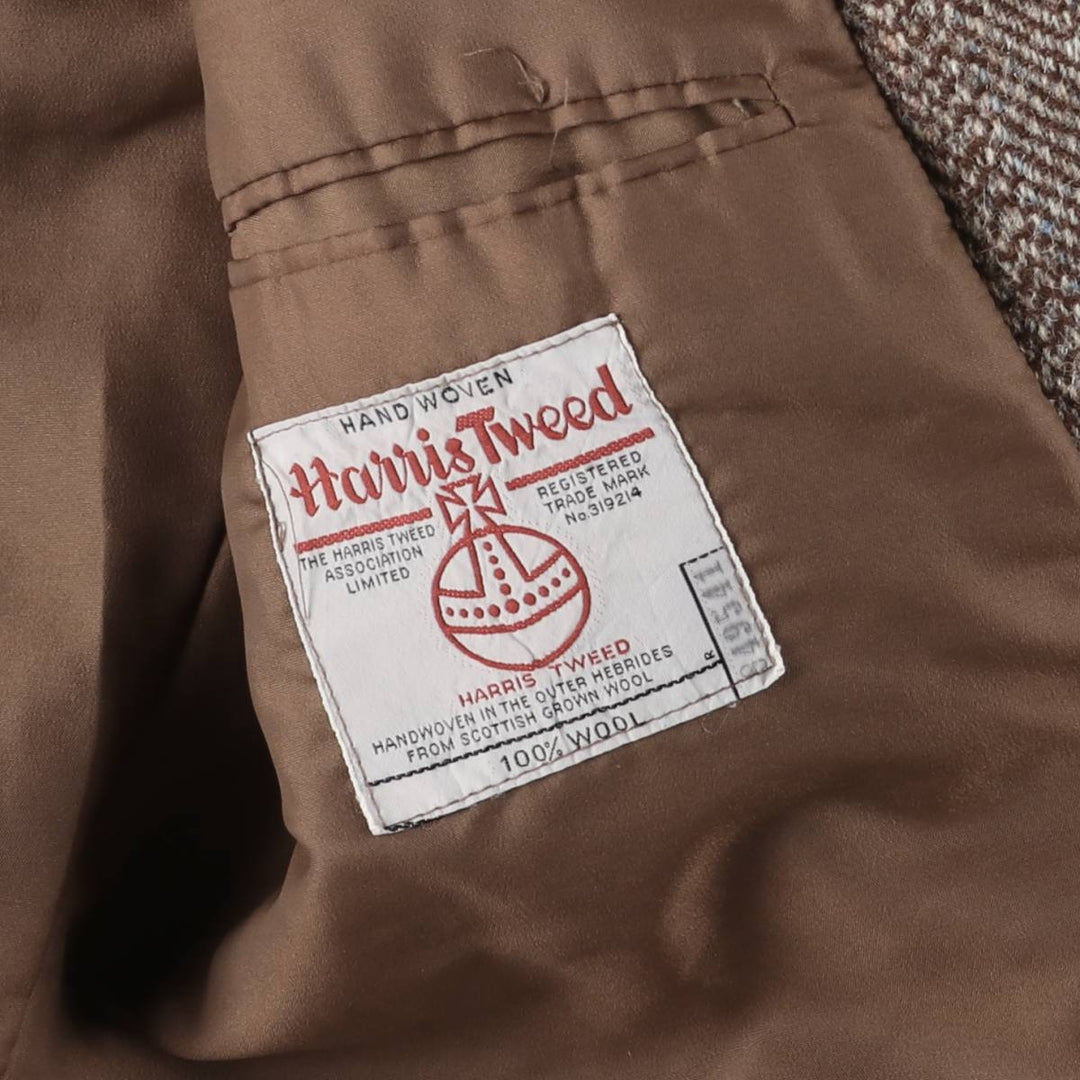 Vintage Harris Tweed Herringbone Wool Tailored Jacket from the 1980s-1990s, Men's Size Medium wool brown type Vintage Second Hand