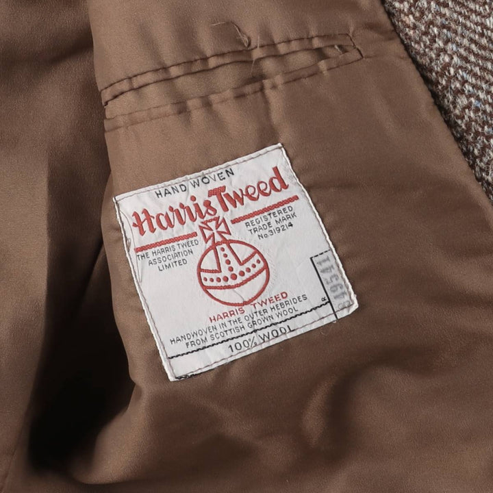 Vintage Harris Tweed Herringbone Wool Tailored Jacket from the 1980s-1990s, Men's Size Medium wool brown type Vintage Second Hand