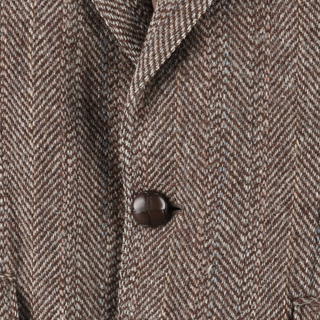 Vintage Harris Tweed Herringbone Wool Tailored Jacket from the 1980s-1990s, Men's Size Medium wool brown type Vintage Second Hand
