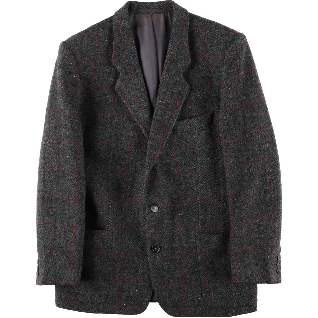 Hugo Boss Check Pattern Wool Tailored Jacket, Men's Size L wool Charcoal Vintage Second Hand