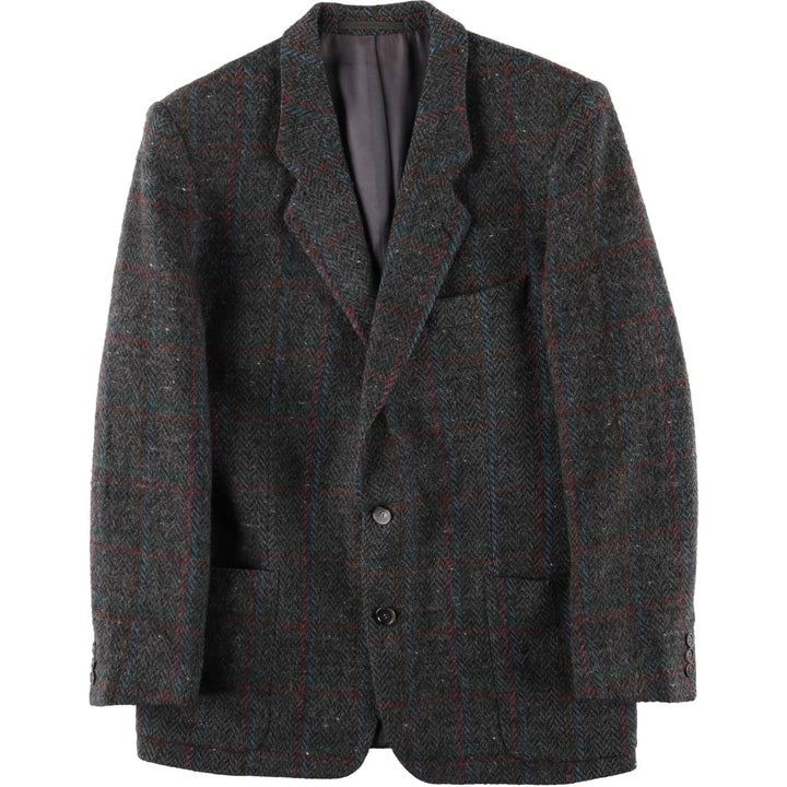 Hugo Boss Check Pattern Wool Tailored Jacket, Men's Size L wool Charcoal Vintage Second Hand
