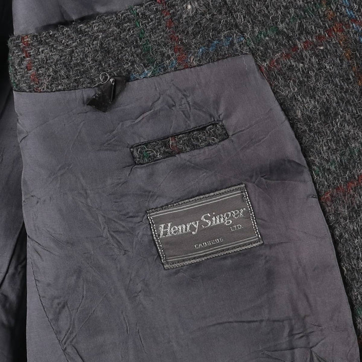 Hugo Boss Check Pattern Wool Tailored Jacket, Men's Size L wool Charcoal Vintage Second Hand