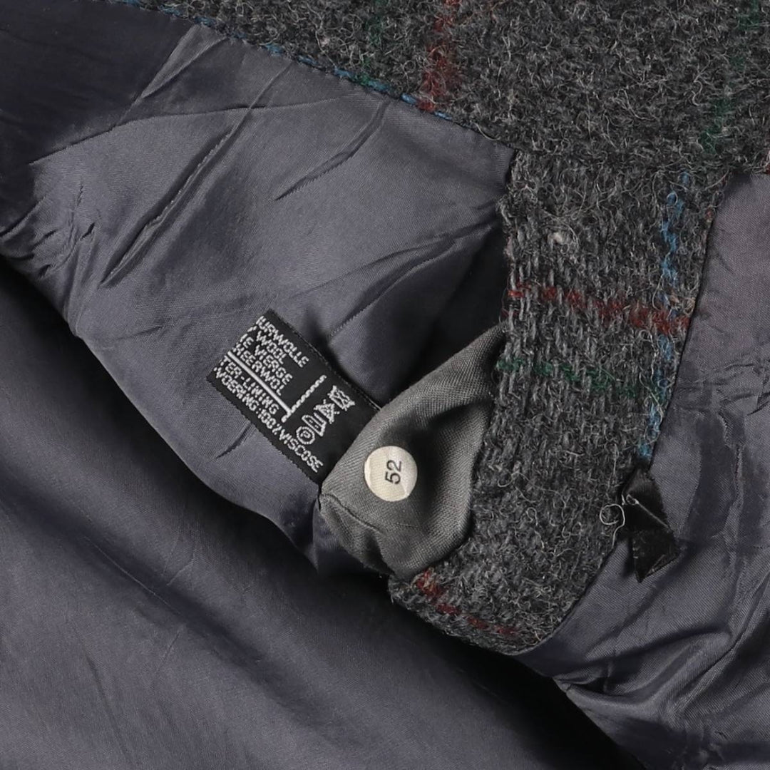 Hugo Boss Check Pattern Wool Tailored Jacket, Men's Size L wool Charcoal Vintage Second Hand