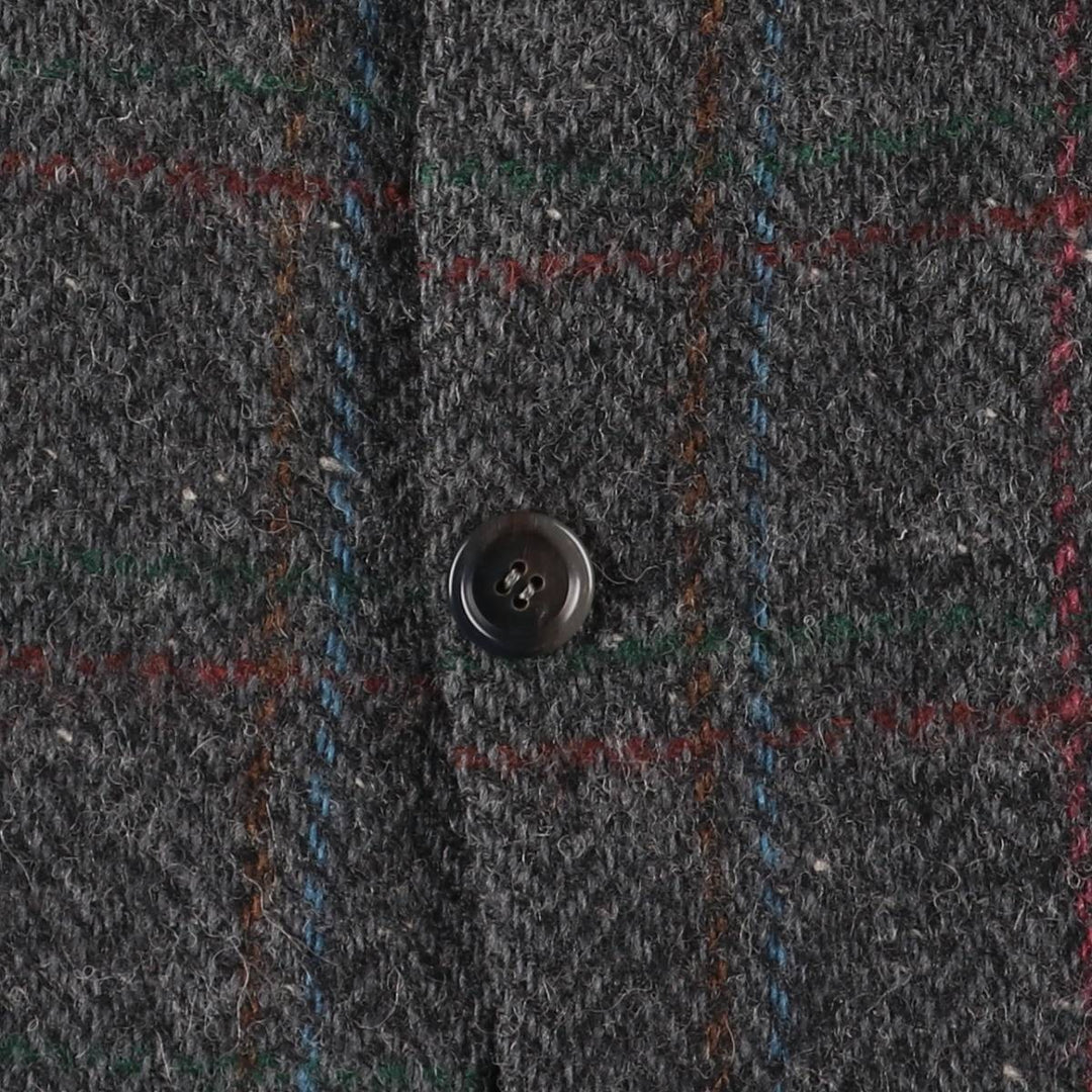 Hugo Boss Check Pattern Wool Tailored Jacket, Men's Size L wool Charcoal Vintage Second Hand