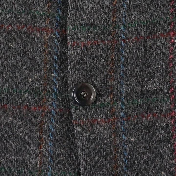 Hugo Boss Check Pattern Wool Tailored Jacket, Men's Size L wool Charcoal Vintage Second Hand