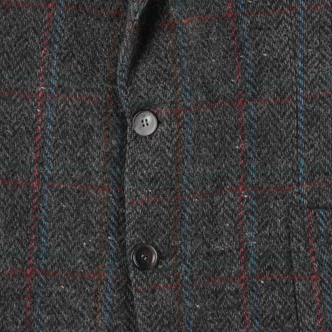 Hugo Boss Check Pattern Wool Tailored Jacket, Men's Size L wool Charcoal Vintage Second Hand