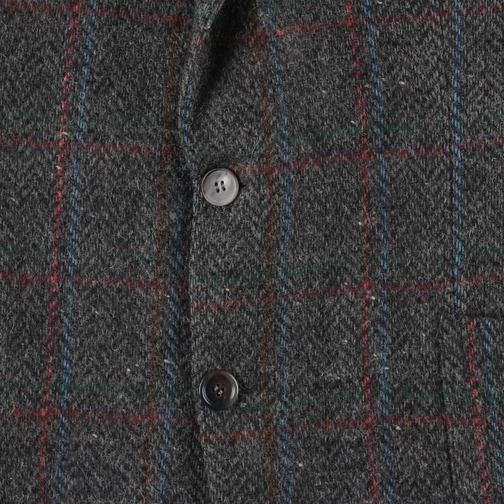 Hugo Boss Check Pattern Wool Tailored Jacket, Men's Size L wool Charcoal Vintage Second Hand