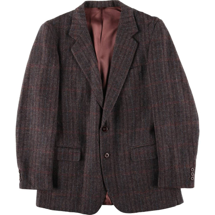 EATON Check Pattern Wool Tailored Jacket, Men's Size Medium wool red type reddish brown Vintage Second Hand