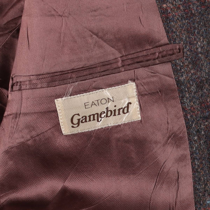 EATON Check Pattern Wool Tailored Jacket, Men's Size Medium wool red type reddish brown Vintage Second Hand