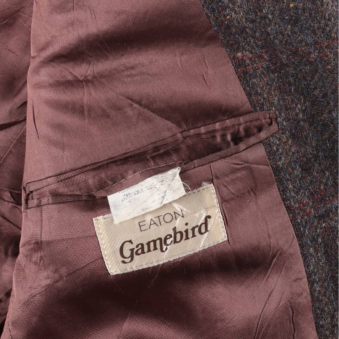 EATON Check Pattern Wool Tailored Jacket, Men's Size Medium wool red type reddish brown Vintage Second Hand