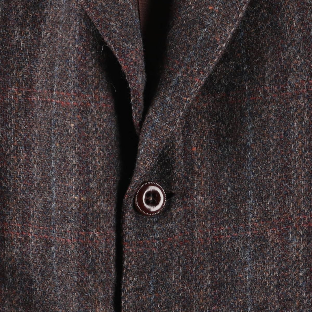 EATON Check Pattern Wool Tailored Jacket, Men's Size Medium wool red type reddish brown Vintage Second Hand