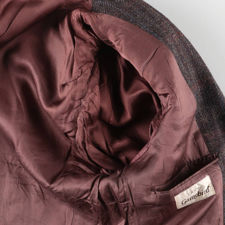 EATON Check Pattern Wool Tailored Jacket, Men's Size Medium wool red type reddish brown Vintage Second Hand