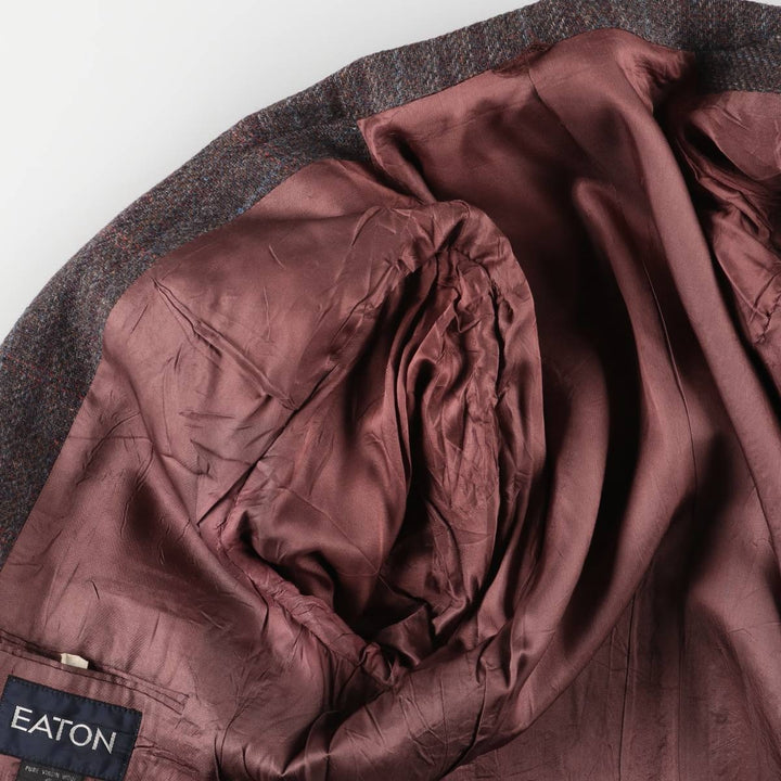 EATON Check Pattern Wool Tailored Jacket, Men's Size Medium wool red type reddish brown Vintage Second Hand