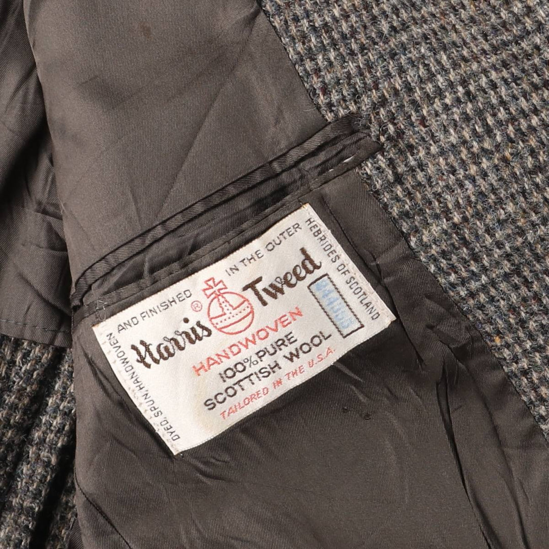 Vintage Harris Tweed wool tailored jacket from the 1980'S to 1990s, made in the USA, size L, men's. wool gray type Vintage Second Hand