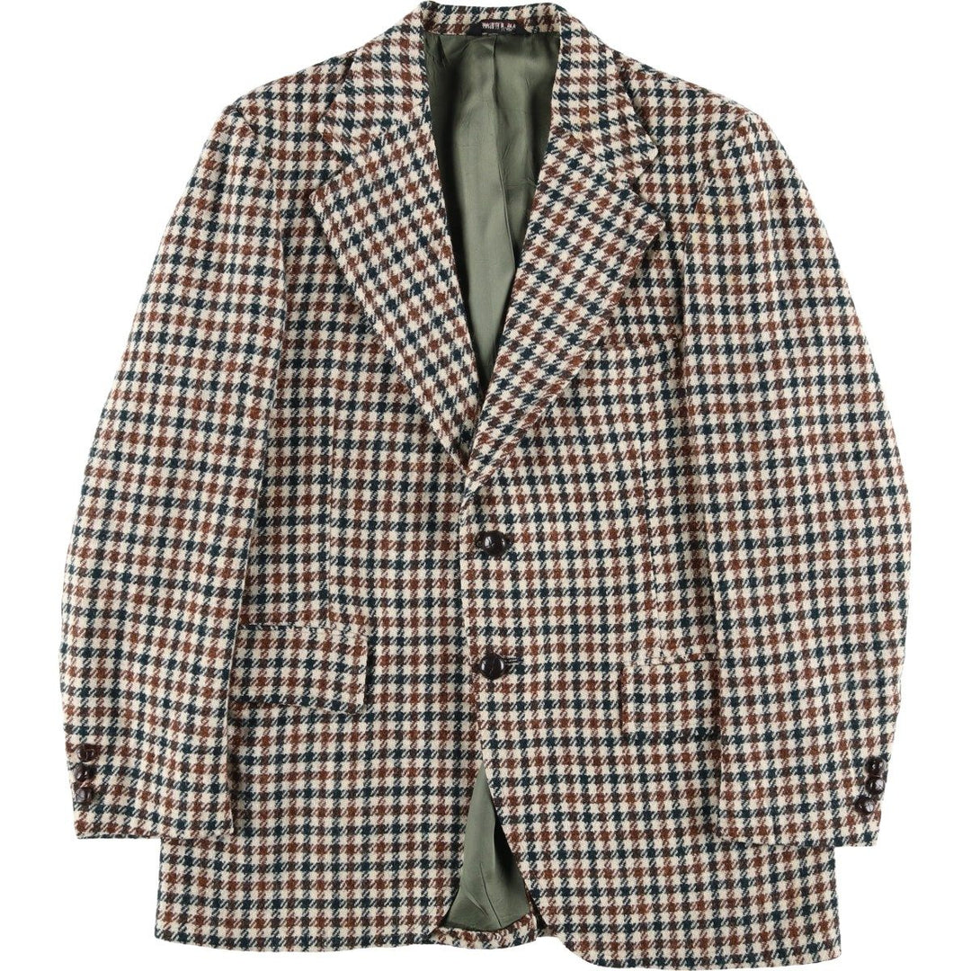 Vintage Harris Tweed wool tailored jacket from the 1980s-1990s, houndstooth pattern, made in the USA, size M. wool ivory Vintage Second Hand