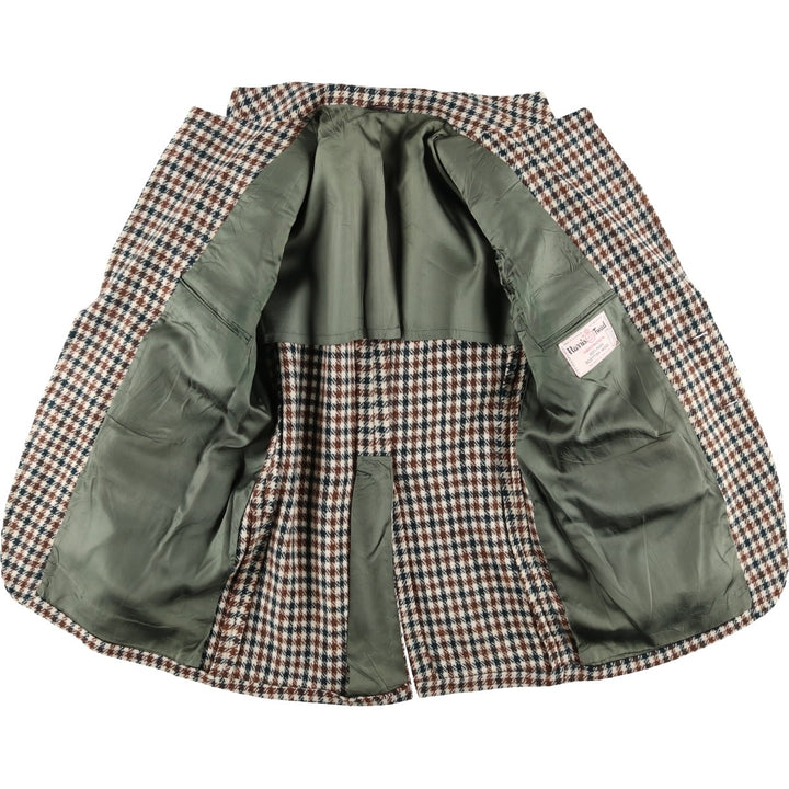 Vintage Harris Tweed wool tailored jacket from the 1980s-1990s, houndstooth pattern, made in the USA, size M. wool ivory Vintage Second Hand