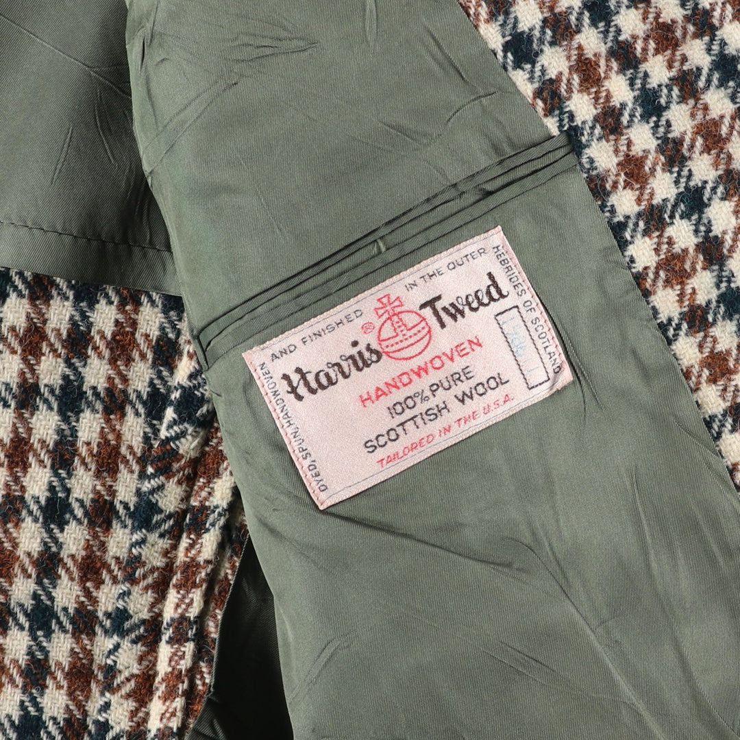 Vintage Harris Tweed wool tailored jacket from the 1980s-1990s, houndstooth pattern, made in the USA, size M. wool ivory Vintage Second Hand