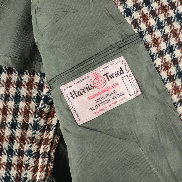 Vintage Harris Tweed wool tailored jacket from the 1980s-1990s, houndstooth pattern, made in the USA, size M. wool ivory Vintage Second Hand