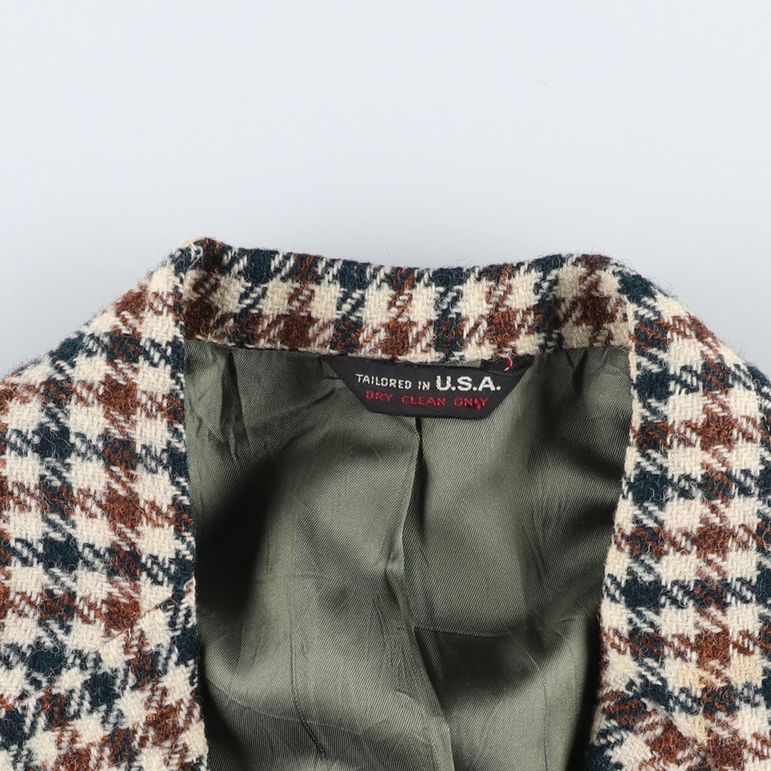 Vintage Harris Tweed wool tailored jacket from the 1980s-1990s, houndstooth pattern, made in the USA, size M. wool ivory Vintage Second Hand