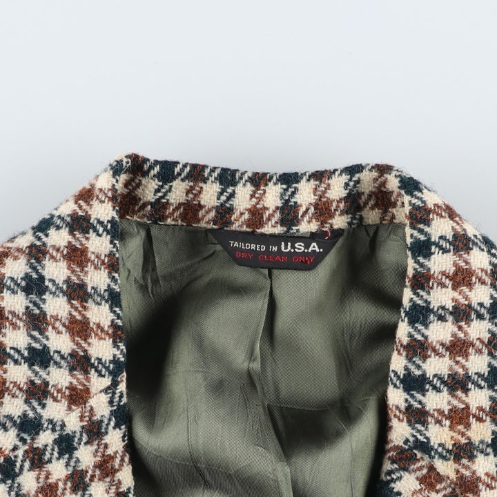 Vintage Harris Tweed wool tailored jacket from the 1980s-1990s, houndstooth pattern, made in the USA, size M. wool ivory Vintage Second Hand