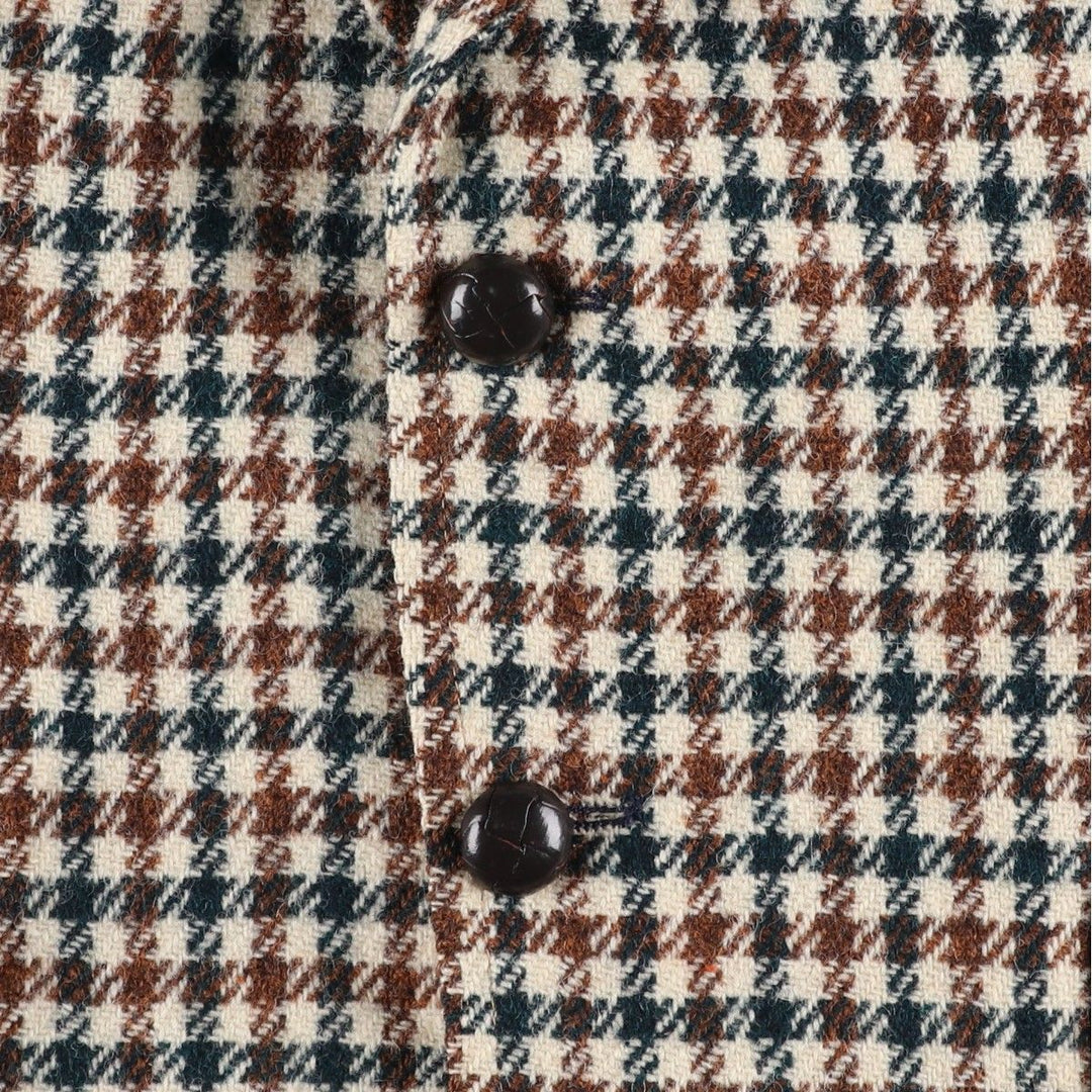 Vintage Harris Tweed wool tailored jacket from the 1980s-1990s, houndstooth pattern, made in the USA, size M. wool ivory Vintage Second Hand