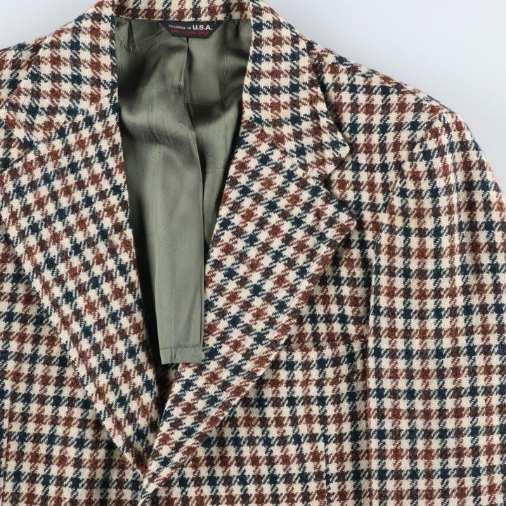 Vintage Harris Tweed wool tailored jacket from the 1980s-1990s, houndstooth pattern, made in the USA, size M. wool ivory Vintage Second Hand