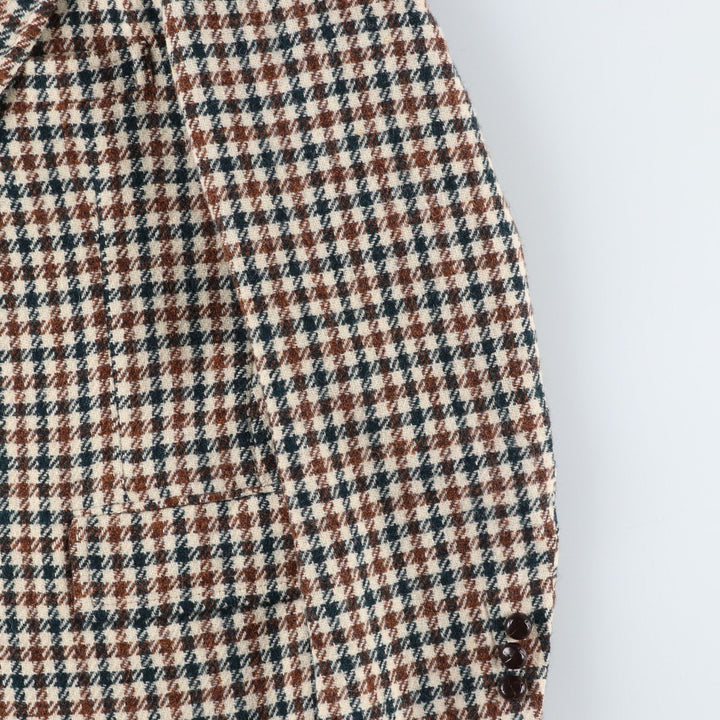Vintage Harris Tweed wool tailored jacket from the 1980s-1990s, houndstooth pattern, made in the USA, size M. wool ivory Vintage Second Hand