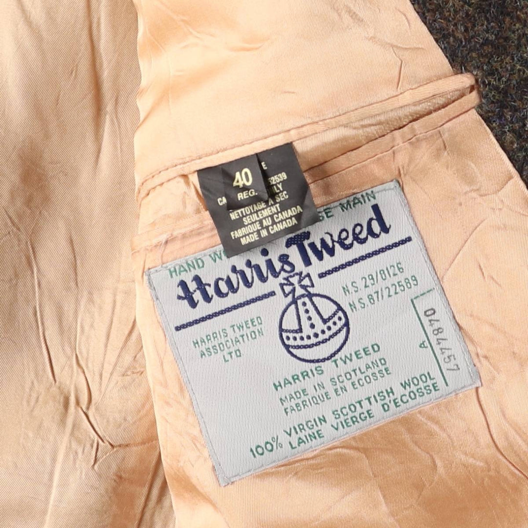 Vintage 1990'S Harris Tweed wool tailored jacket, made in Canada, size M, men's wool brown type Vintage Second Hand