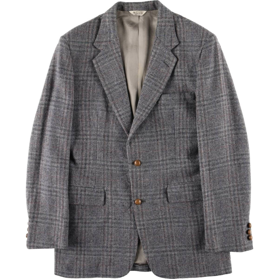 SCOTTY'S Check Pattern Wool Tailored Jacket, Made in USA, Men's Size L wool gray type Vintage Second Hand