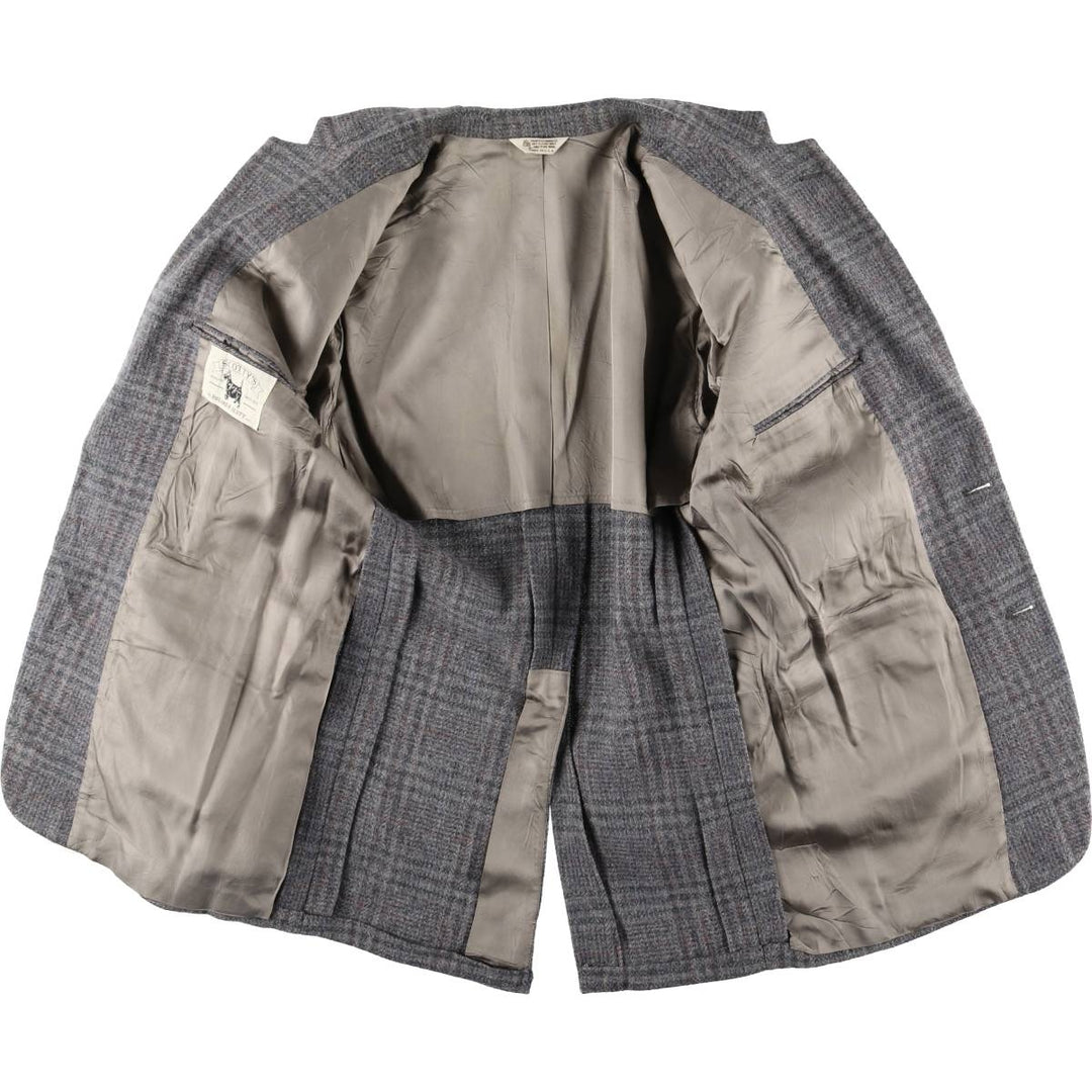 SCOTTY'S Check Pattern Wool Tailored Jacket, Made in USA, Men's Size L wool gray type Vintage Second Hand