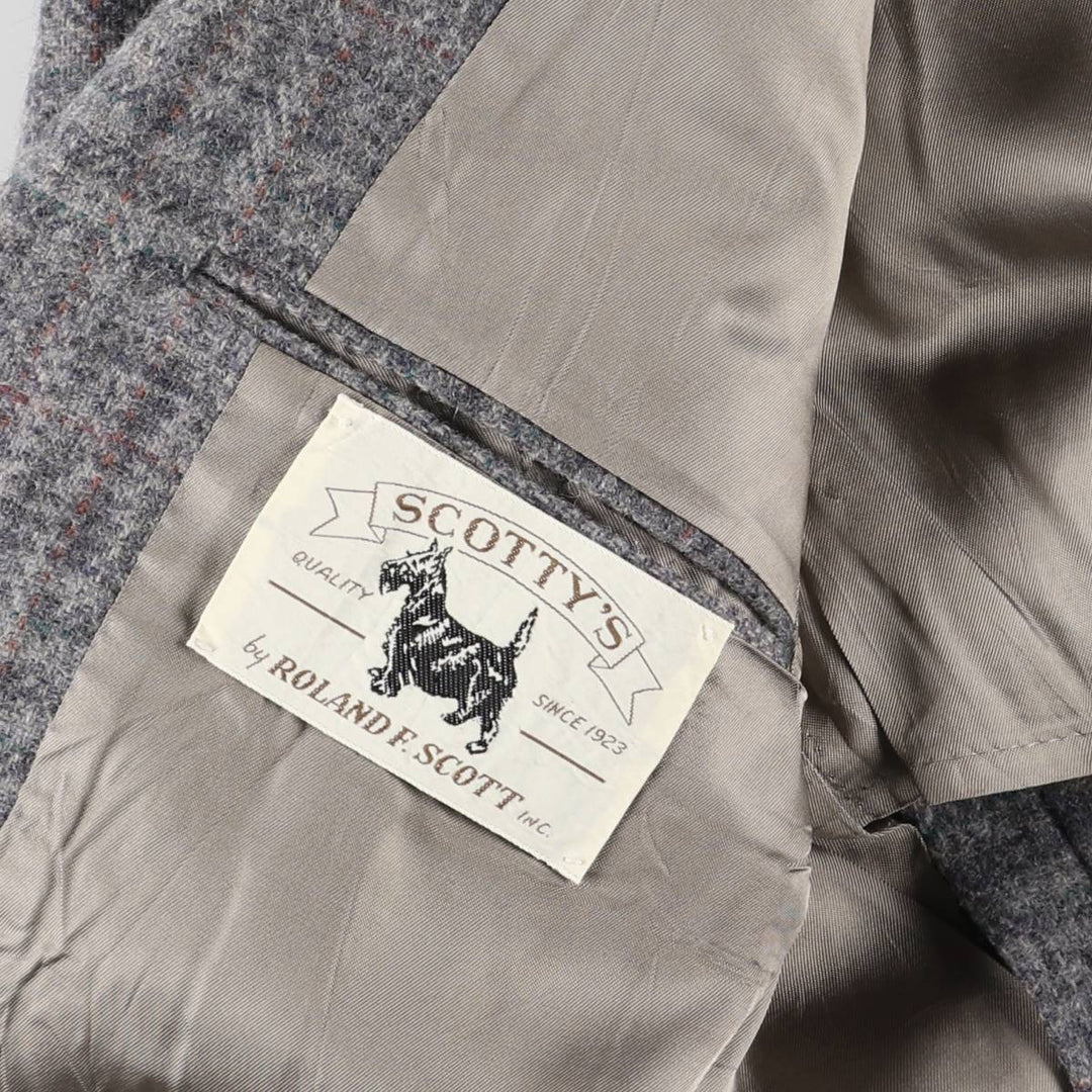 SCOTTY'S Check Pattern Wool Tailored Jacket, Made in USA, Men's Size L wool gray type Vintage Second Hand