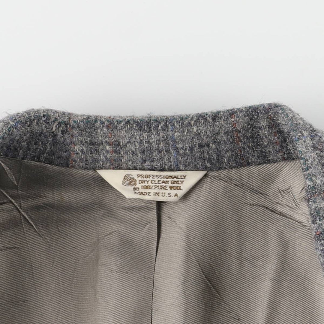 SCOTTY'S Check Pattern Wool Tailored Jacket, Made in USA, Men's Size L wool gray type Vintage Second Hand