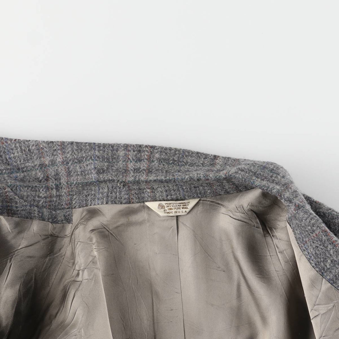 SCOTTY'S Check Pattern Wool Tailored Jacket, Made in USA, Men's Size L wool gray type Vintage Second Hand