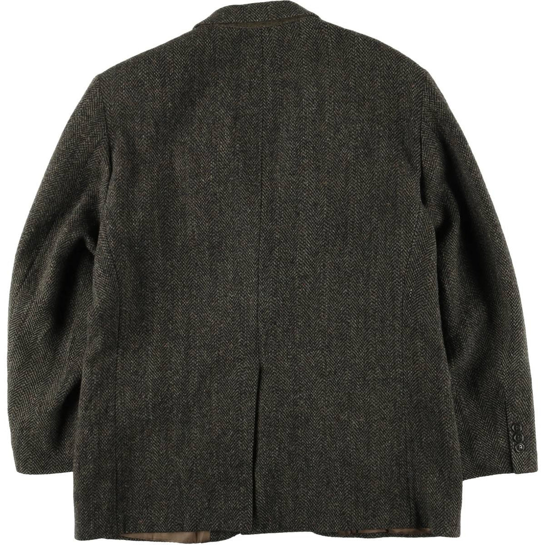Vintage Harris Tweed Herringbone Wool Tailored Jacket from the 1970s-1980s, Made in the USA, Men's Size XL wool Charcoal Vintage Second Hand