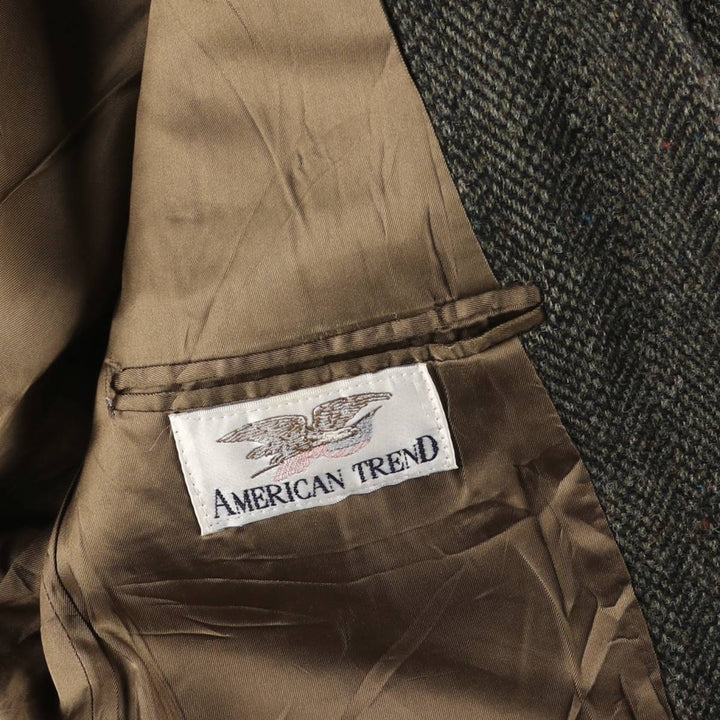 Vintage Harris Tweed Herringbone Wool Tailored Jacket from the 1970s-1980s, Made in the USA, Men's Size XL wool Charcoal Vintage Second Hand