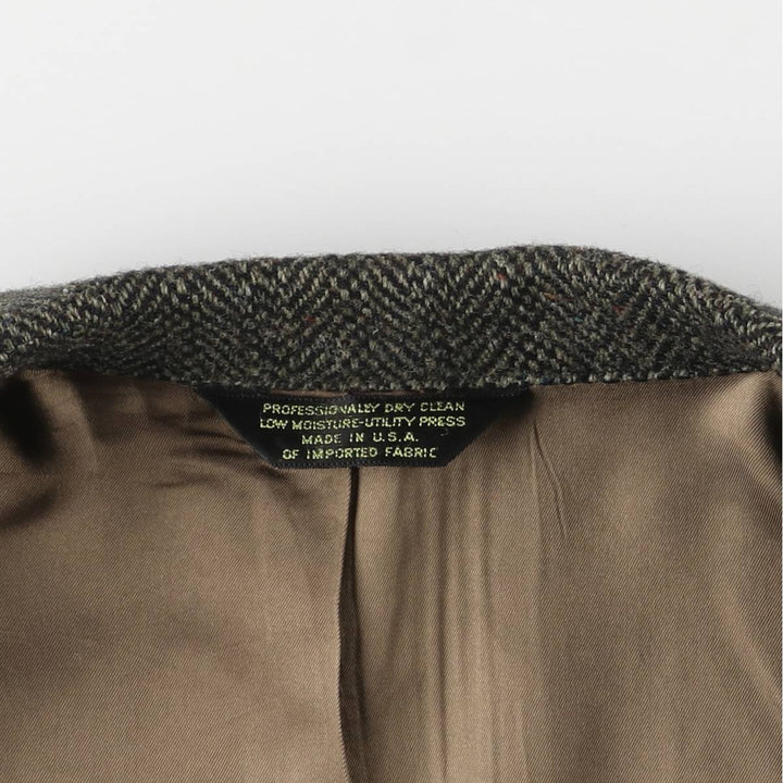 Vintage Harris Tweed Herringbone Wool Tailored Jacket from the 1970s-1980s, Made in the USA, Men's Size XL wool Charcoal Vintage Second Hand