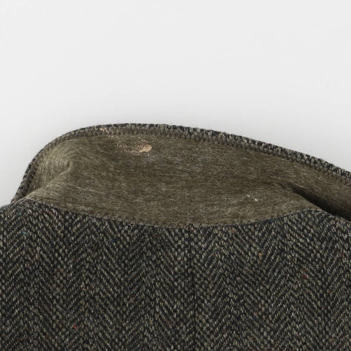 Vintage Harris Tweed Herringbone Wool Tailored Jacket from the 1970s-1980s, Made in the USA, Men's Size XL wool Charcoal Vintage Second Hand