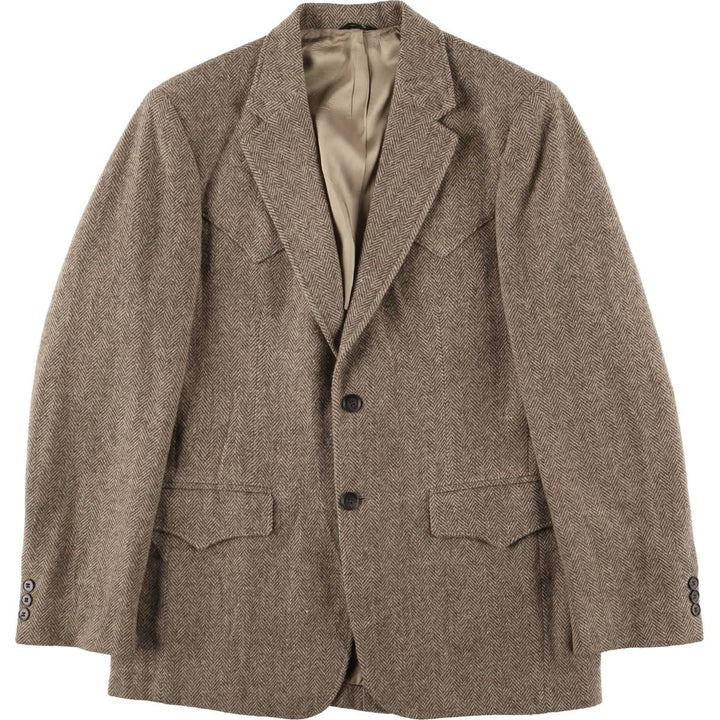 Herringbone tailored jacket, men's size M unclear Beige type Vintage Second Hand