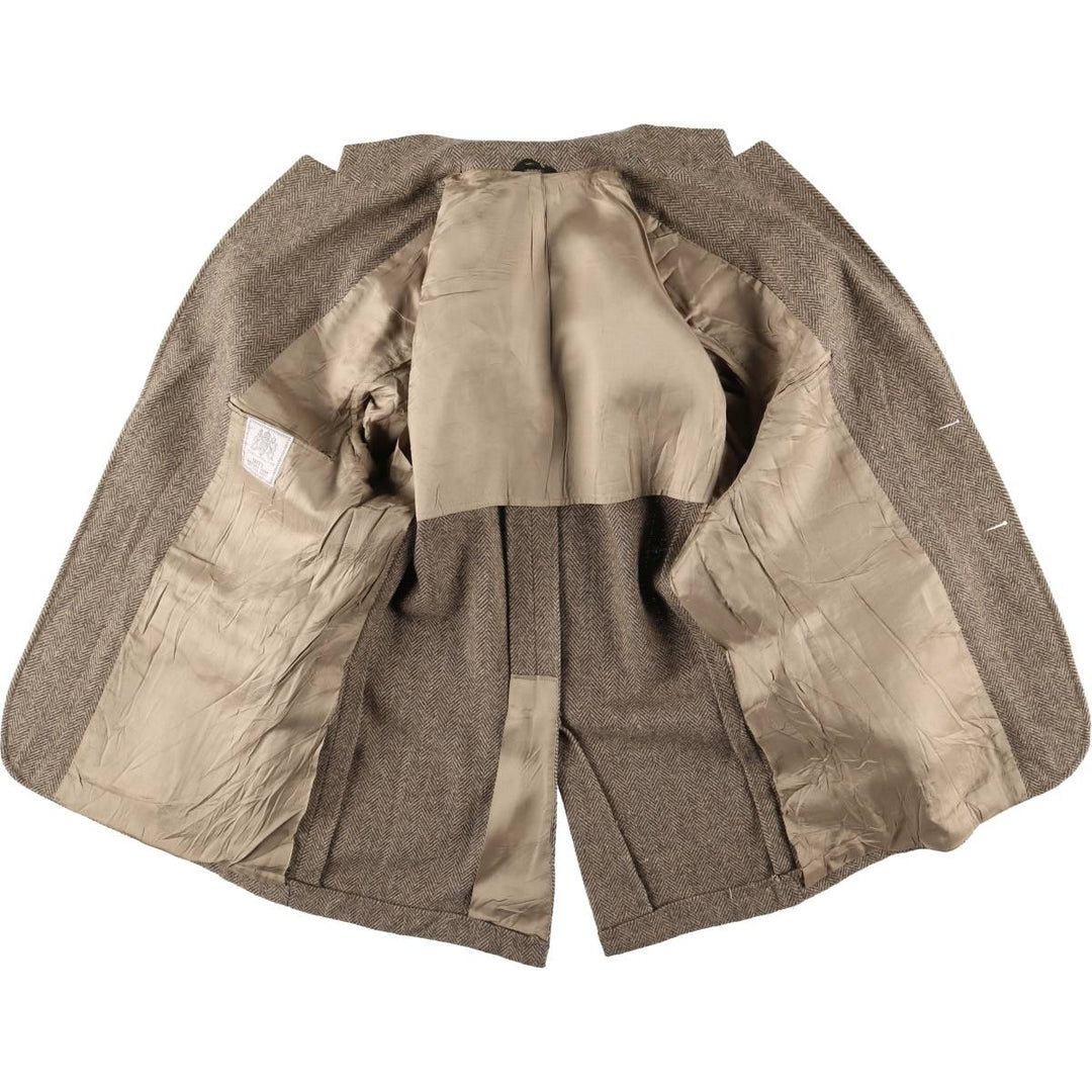 Herringbone tailored jacket, men's size M unclear Beige type Vintage Second Hand