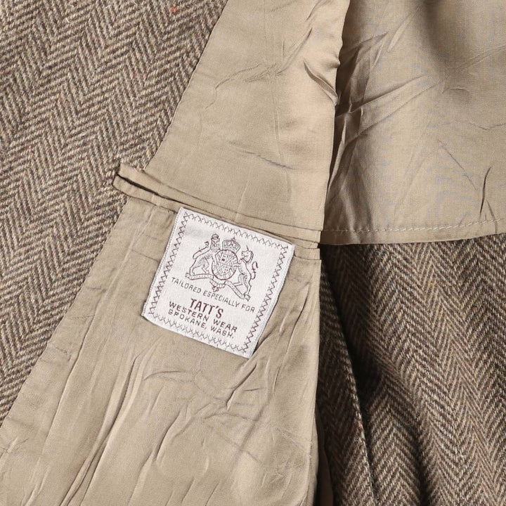 Herringbone tailored jacket, men's size M unclear Beige type Vintage Second Hand