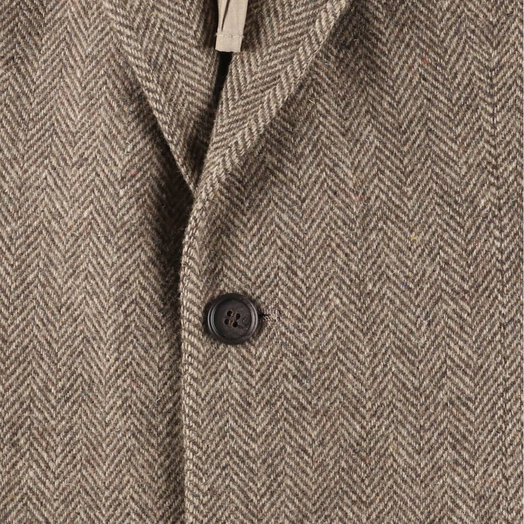 Herringbone tailored jacket, men's size M unclear Beige type Vintage Second Hand