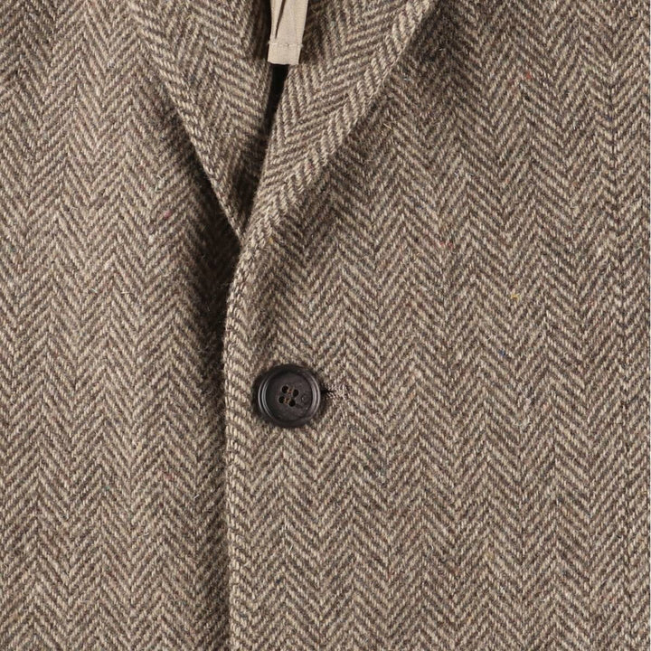 Herringbone tailored jacket, men's size M unclear Beige type Vintage Second Hand
