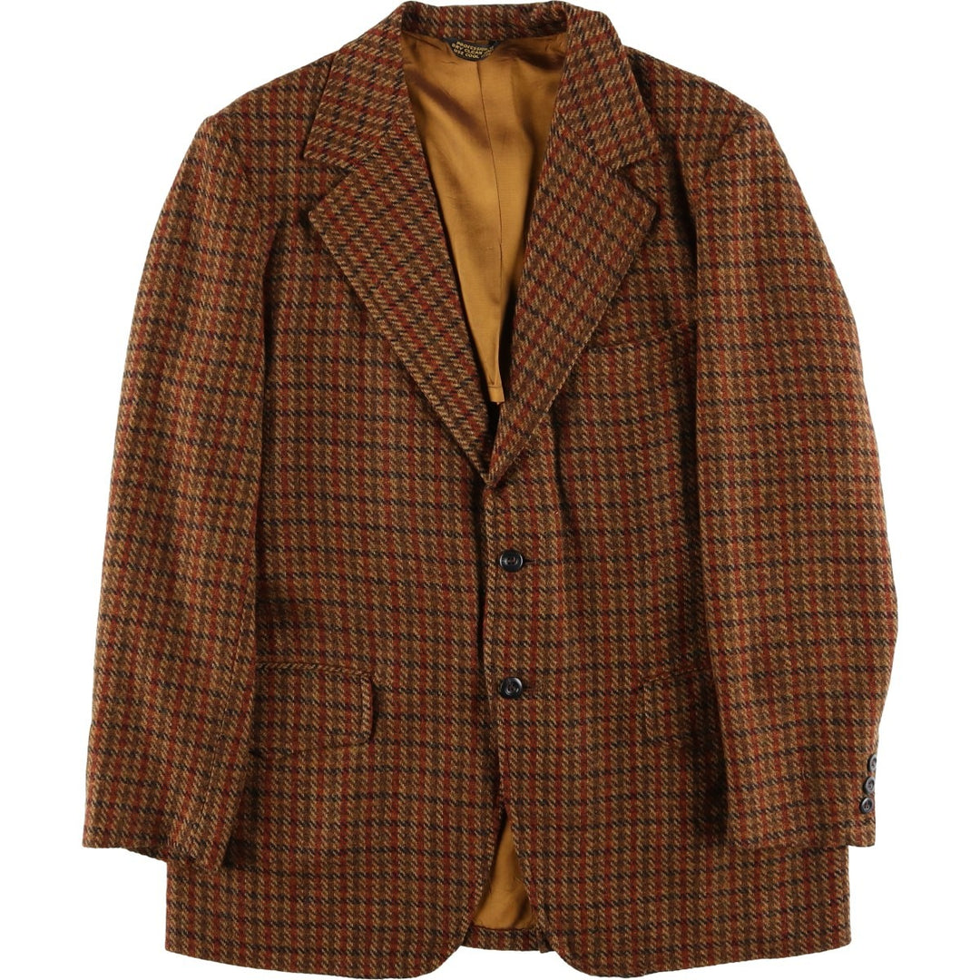 CollegeTown Check Pattern Wool Tailored Jacket, Men's Size Medium, Vintage unclear brown type Vintage Second Hand